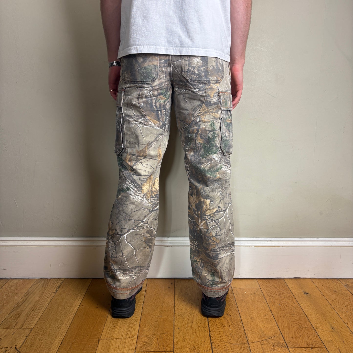 Vintage Real Tree Camo Green Hunting Workwear Cargo Trousers - 30R