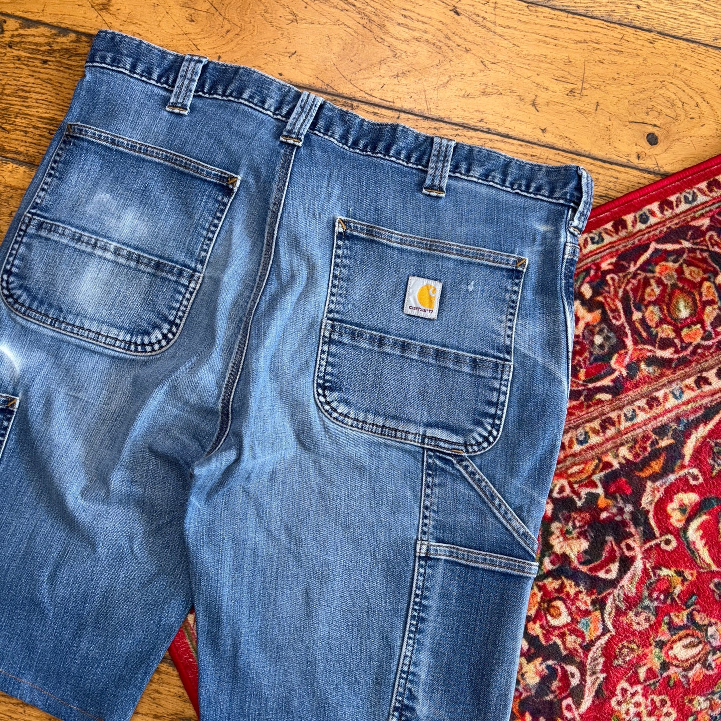 Vintage Carhartt Workwear Straight Blue Carpenter Shorts - 36