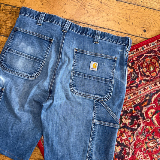 Vintage Carhartt Workwear Straight Blue Carpenter Shorts - 36