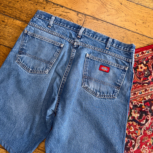 Vintage Dickies Workwear Carpenter Blue Baggy Shorts - 36