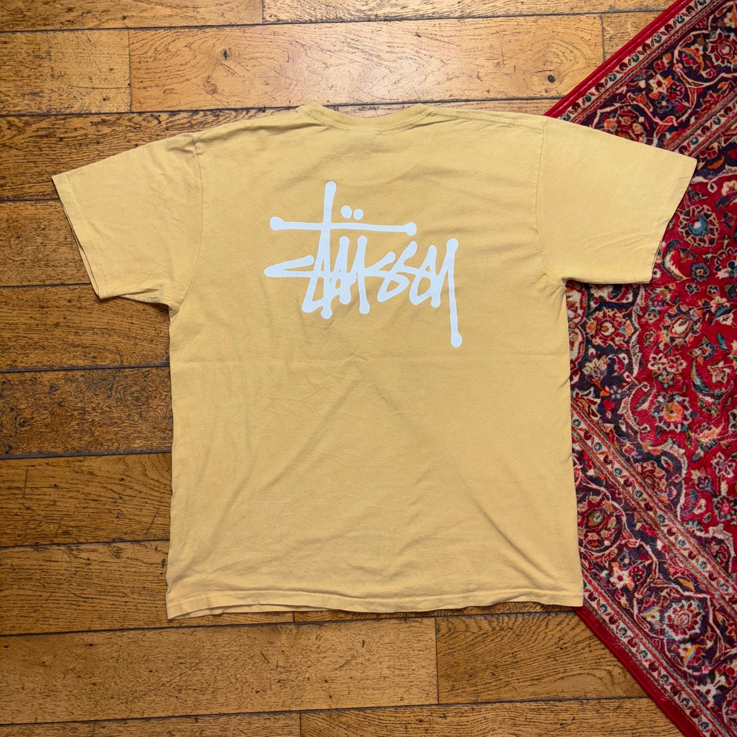 Vintage Stussy Yellow Graphic T-Shirt - L