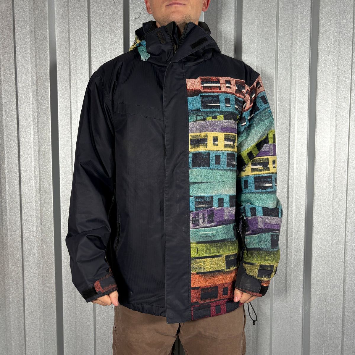Quiksilver Navy Pattern Ski Snow Technical Coat - M