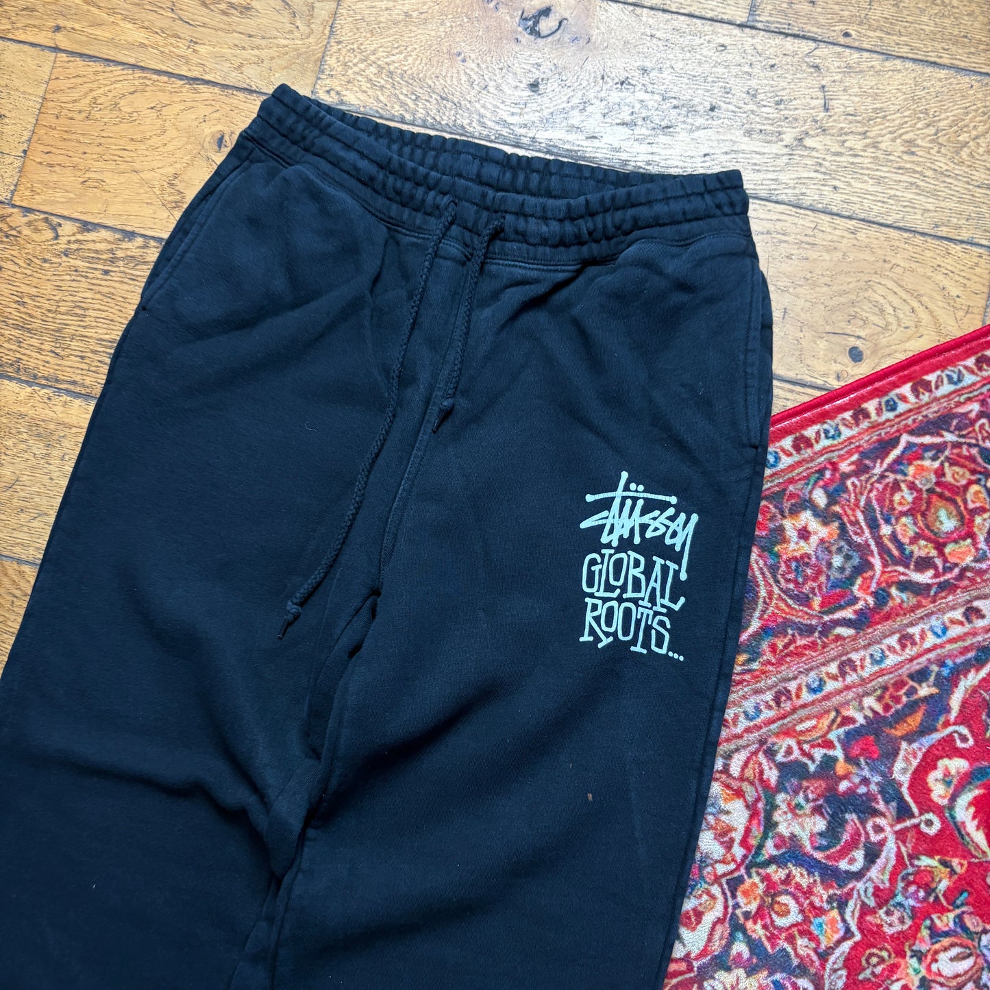 Stussy Black Baggy Cuffed Joggers Sweatpants - S