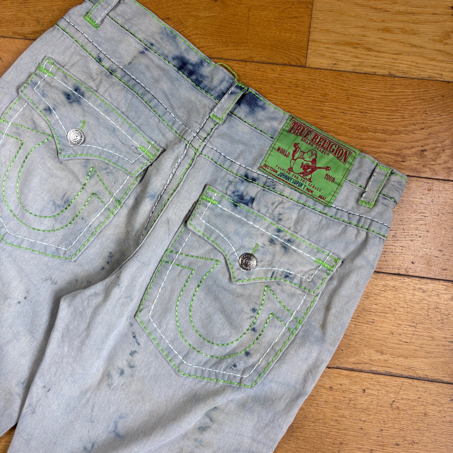 Vintage True Religion Blue Baggy Embroidered Y2K Shorts Jorts - 38