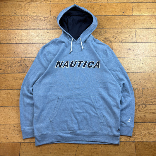 Vintage Nautica Blue Embroidered Hoodie Sweatshirt - XXL