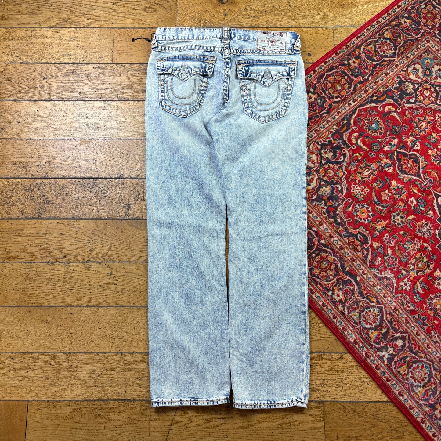 Vintage True Religion Blue Embroidered Y2K Hip Hop Straight Jeans - 36