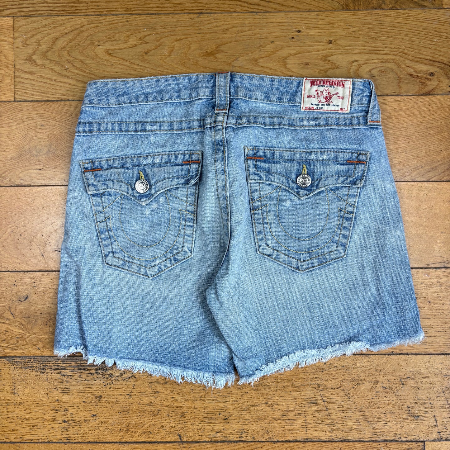 Vintage True Religion Blue Embroidered Y2K Shorts Jorts - 34