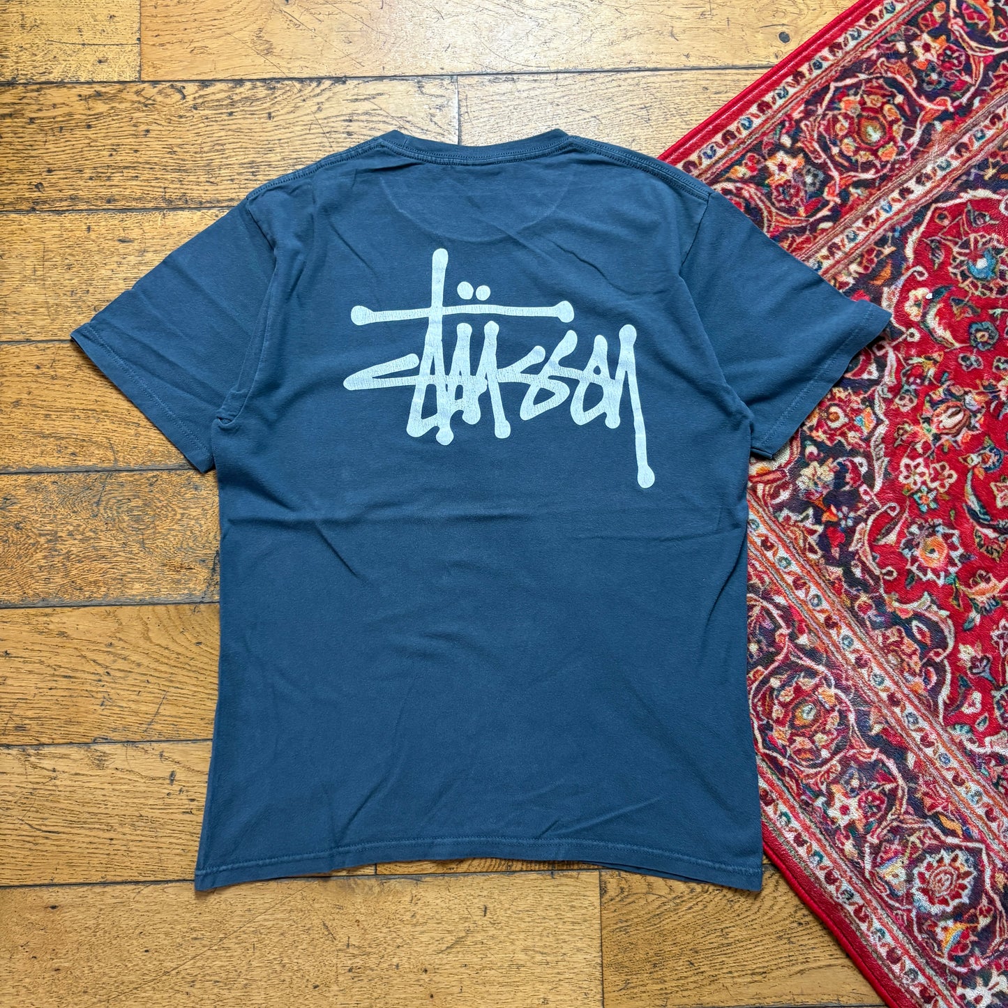Vintage Stussy Blue Graphic T-Shirt - S