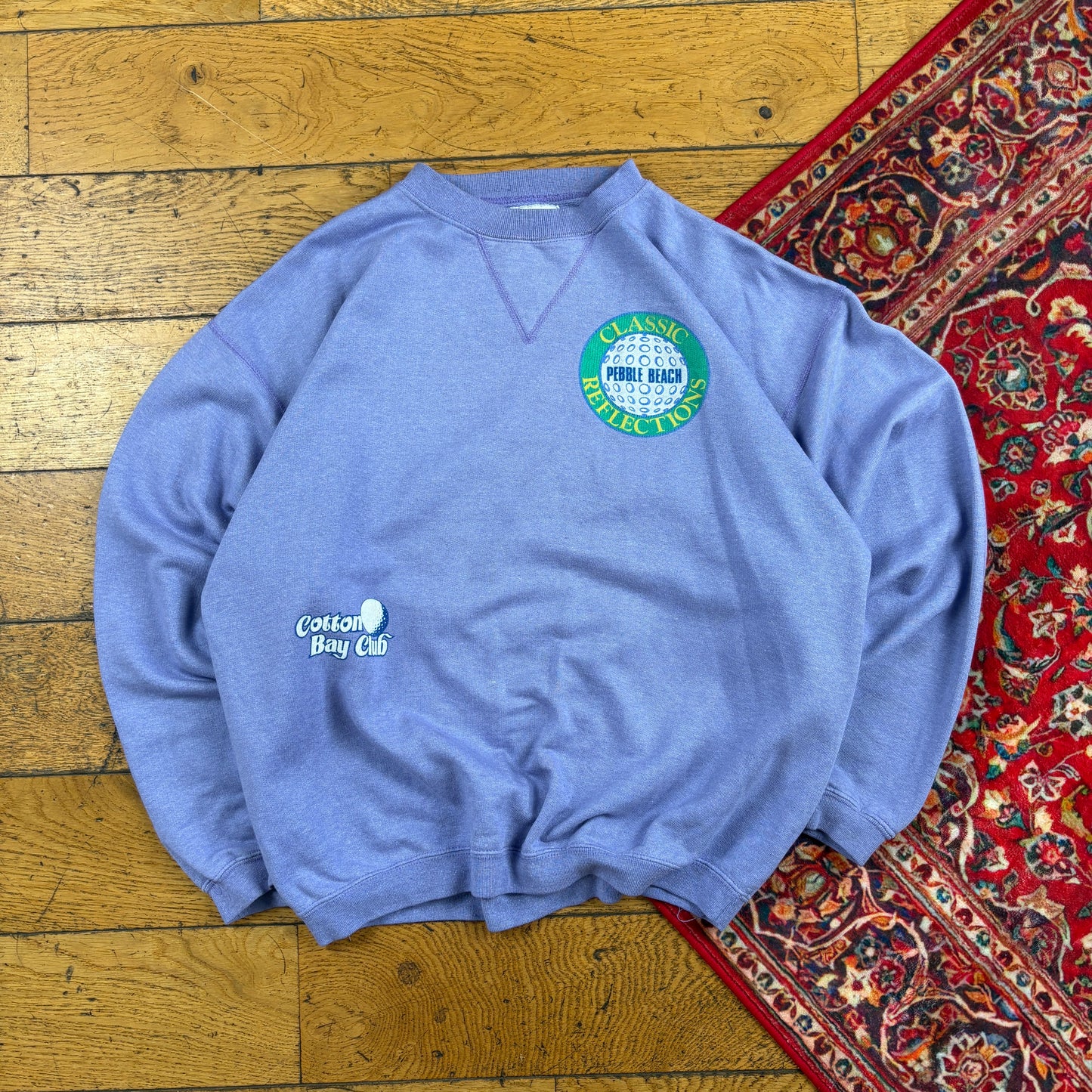 Vintage 90s Golf Purple Graphic Pebble Beach Sweatshirt - L