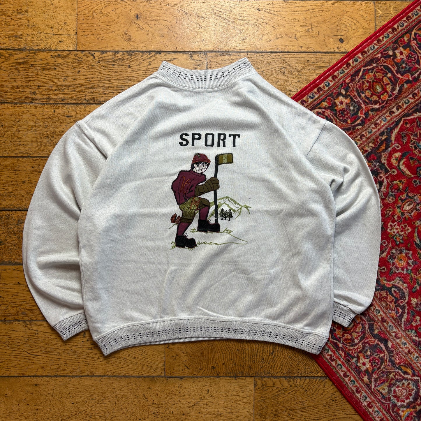 Vintage 90s Sport Grey Boxy Embroidered Sweatshirt - XL