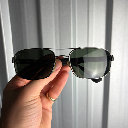 Ray Ban Black Aviator RB3445 Gun Metal Sunglasses