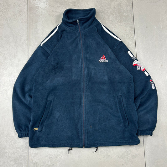 Vintage 90s Adidas Embroidered Fleece Navy Sweatshirt - L