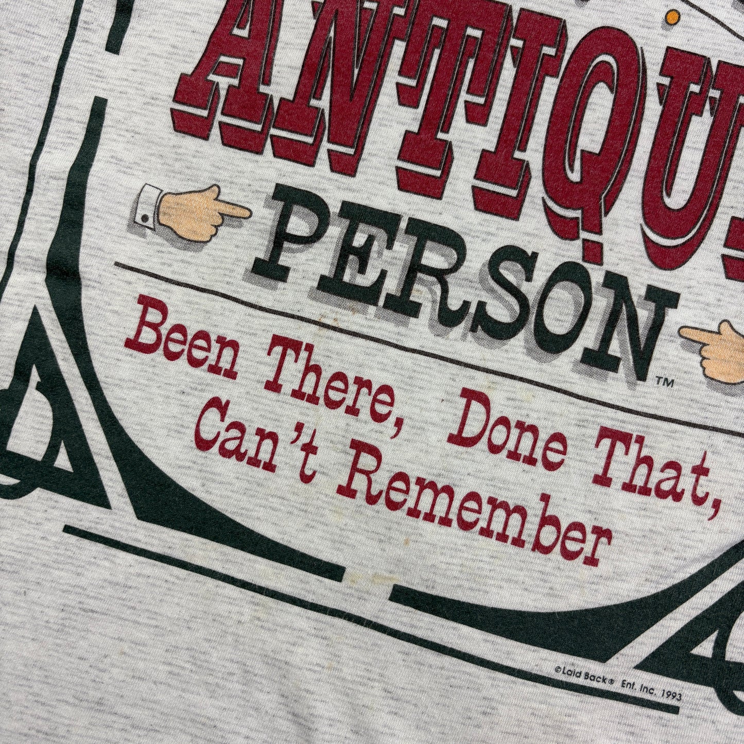 Vintage 1993 Funny Grey Single Stitch Graphic T-Shirt - M