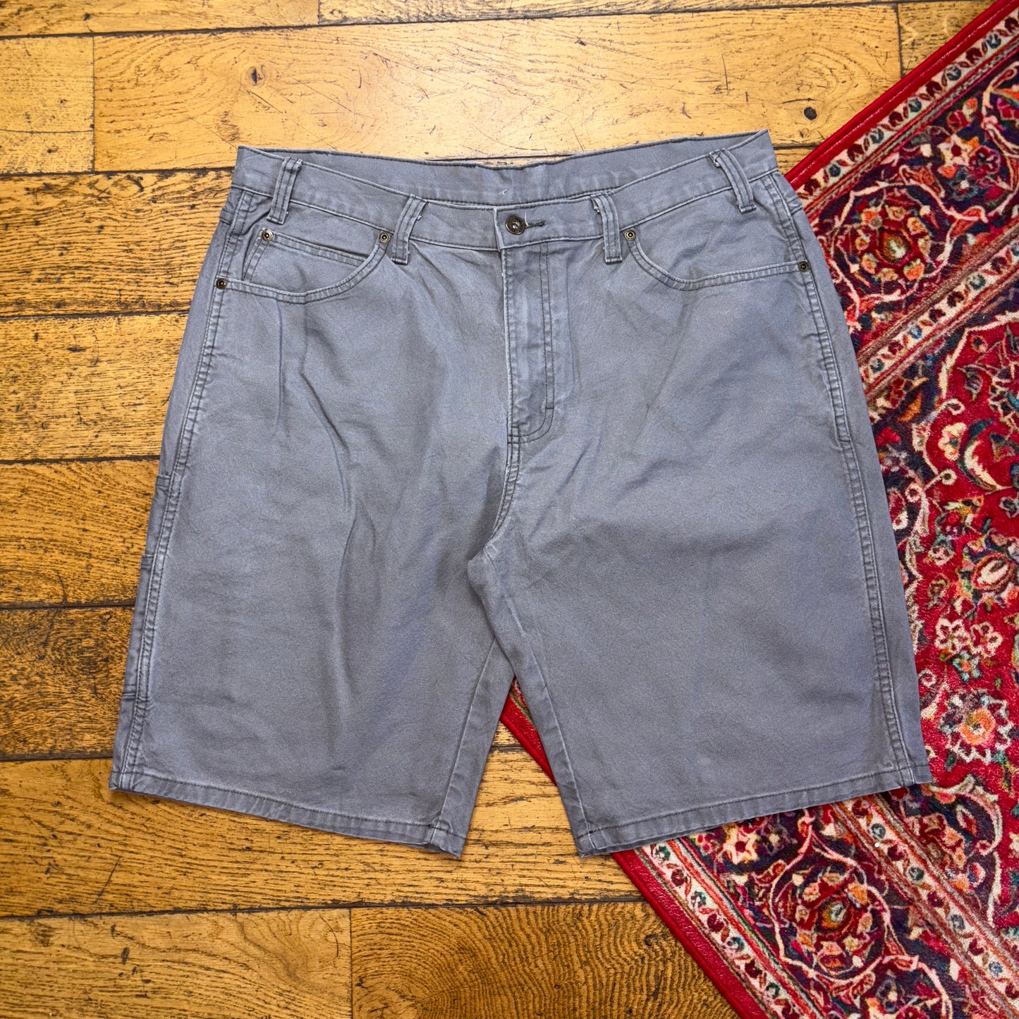 Vintage Dickies Workwear Carpenter Grey Baggy Shorts - 36