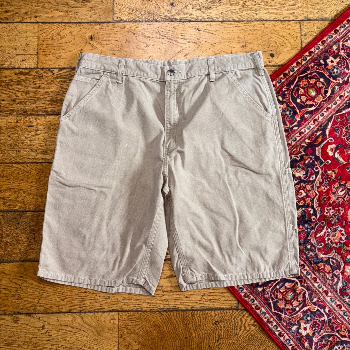Vintage Carhartt Workwear Cream Baggy Carpenter Shorts - 38