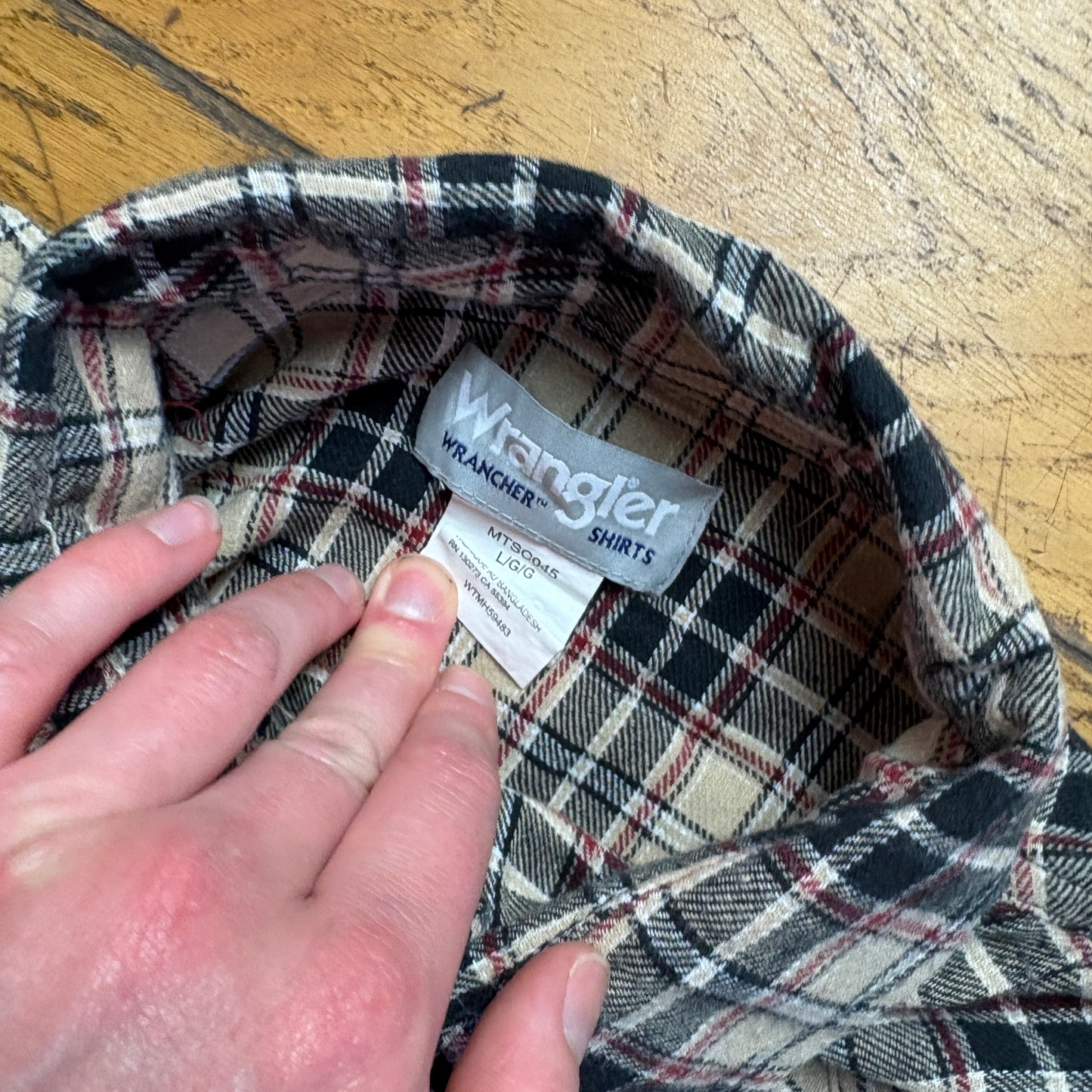 Vintage Wrangler Cream Check Embroidered Shirt - L
