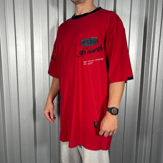96 North Red Baggy Hip Hop Y2K Embroidered T-Shirt - 2XL