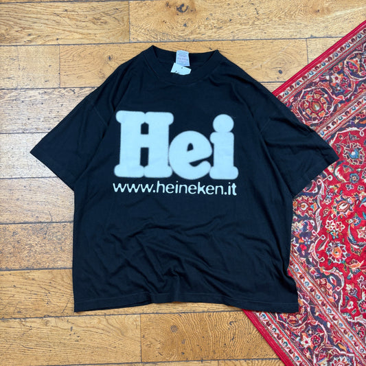 Vintage Heinekin Beer Black Graphic T-Shirt - XL