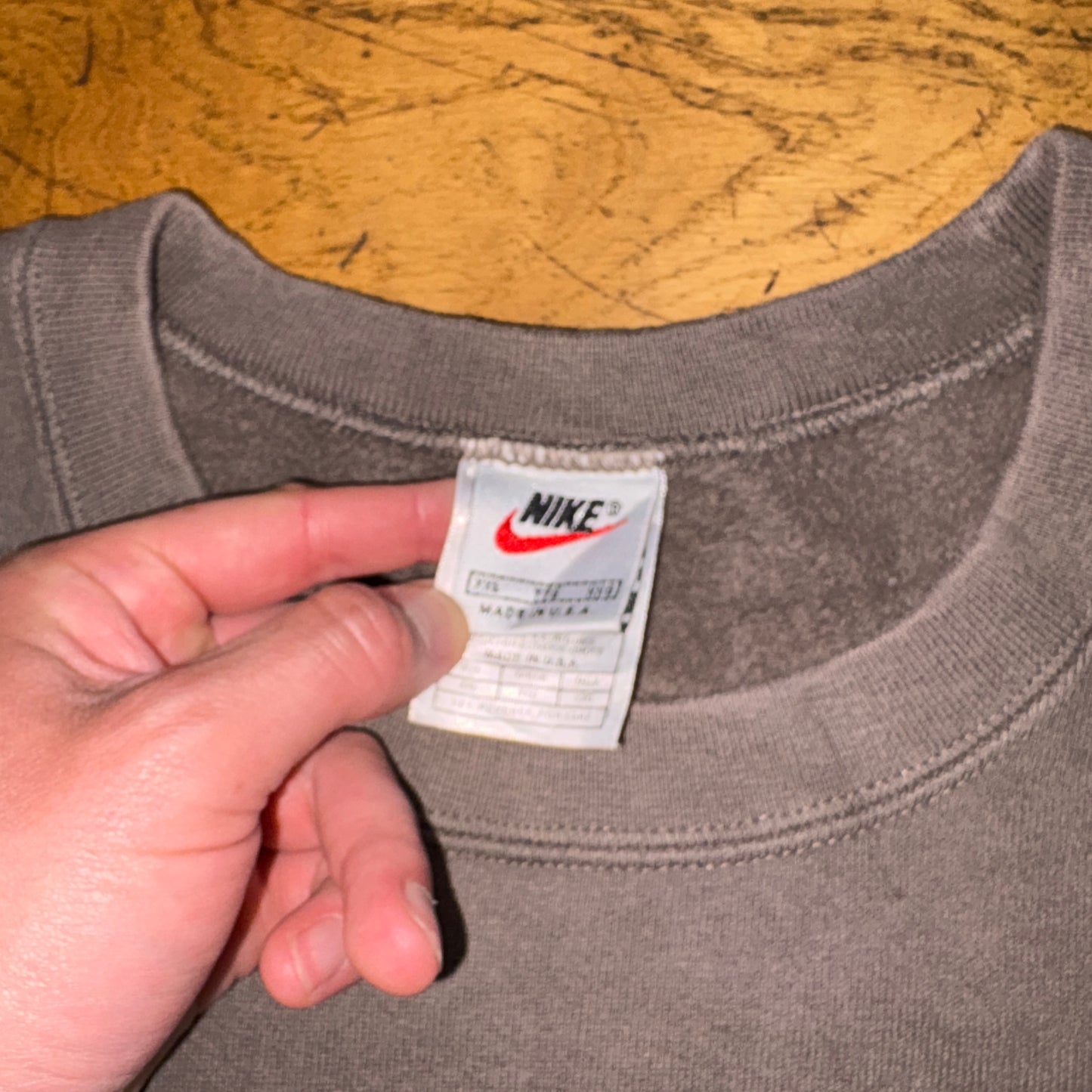 Vintage 90s Nike Swoosh Grey Brown Embroidered Sweatshirt - 2XL