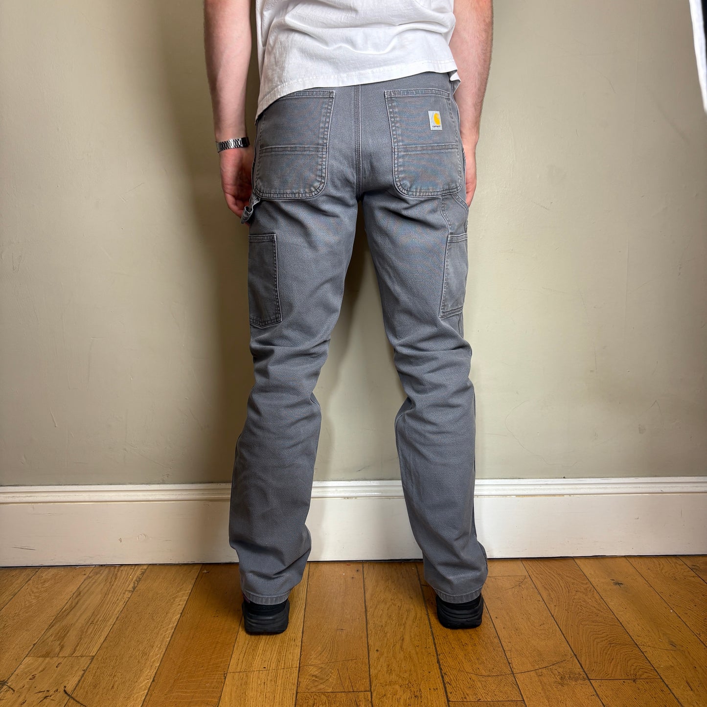Vintage Carhartt Grey Workwear Carpenter Baggy Trousers - 33L