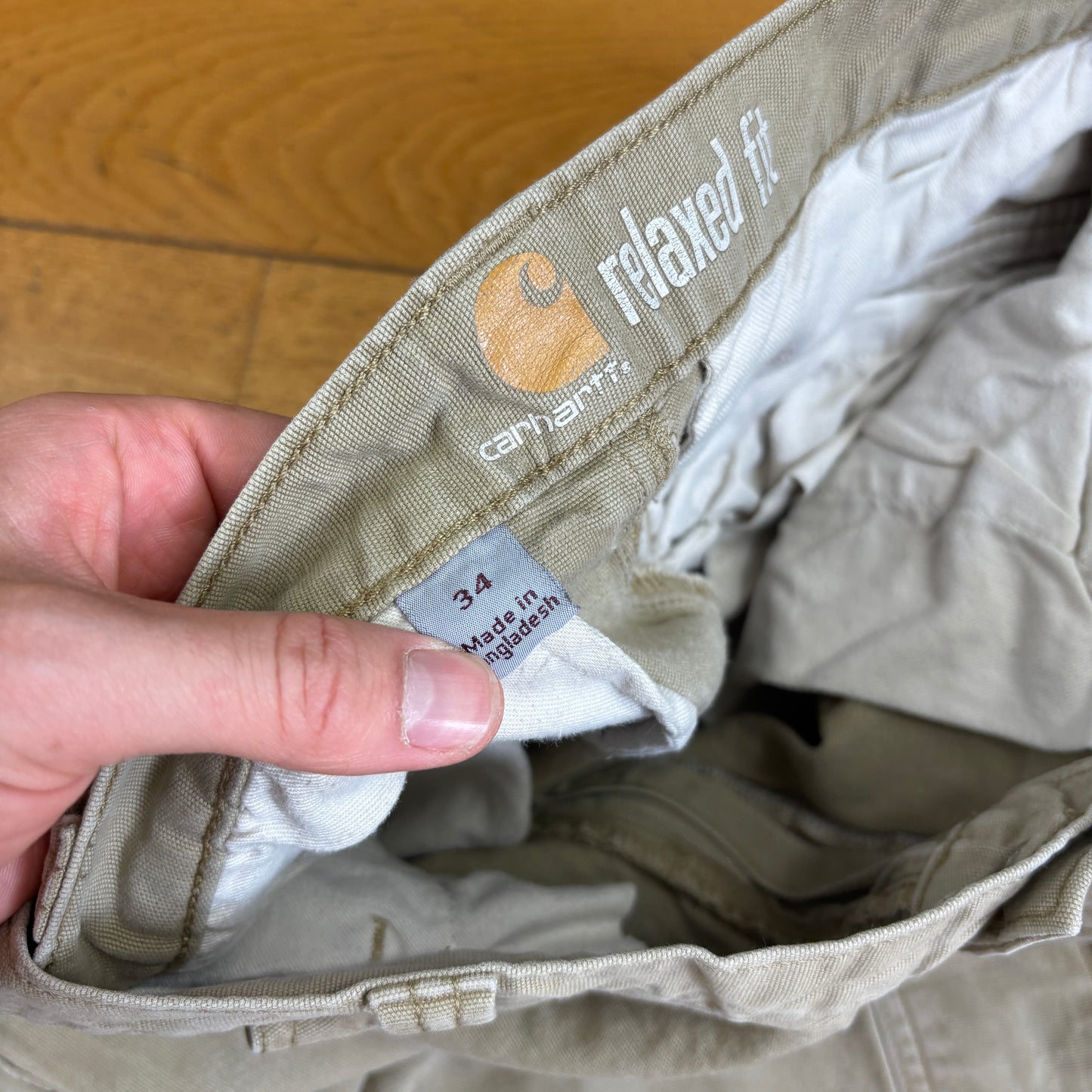 Vintage Carhartt Cream Workwear Baggy Carpenter Shorts - 34