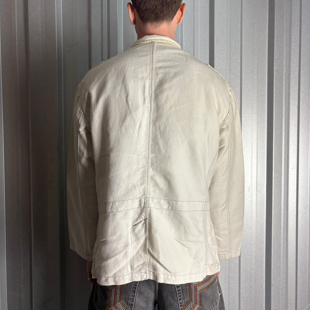 Vintage Armani Jeans White Chore Jacket - XL