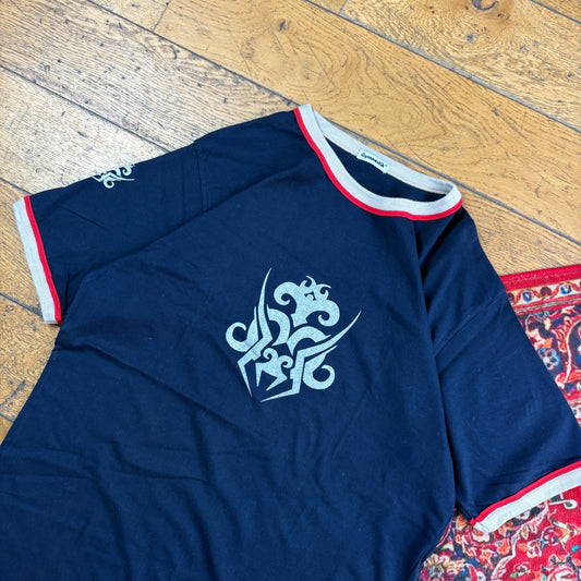 Vintage 90s Navy Raglan Graphic T-Shirt - S