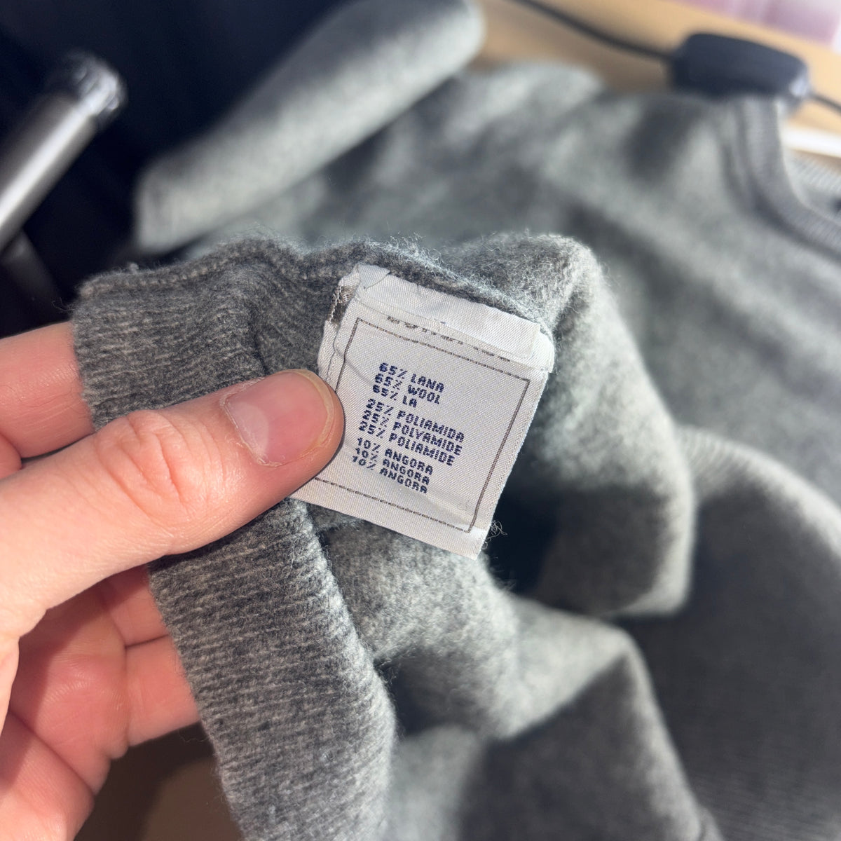 Vintage YSL Yves Saint Laurent Grey Wool Chunky Knit Jumper - S
