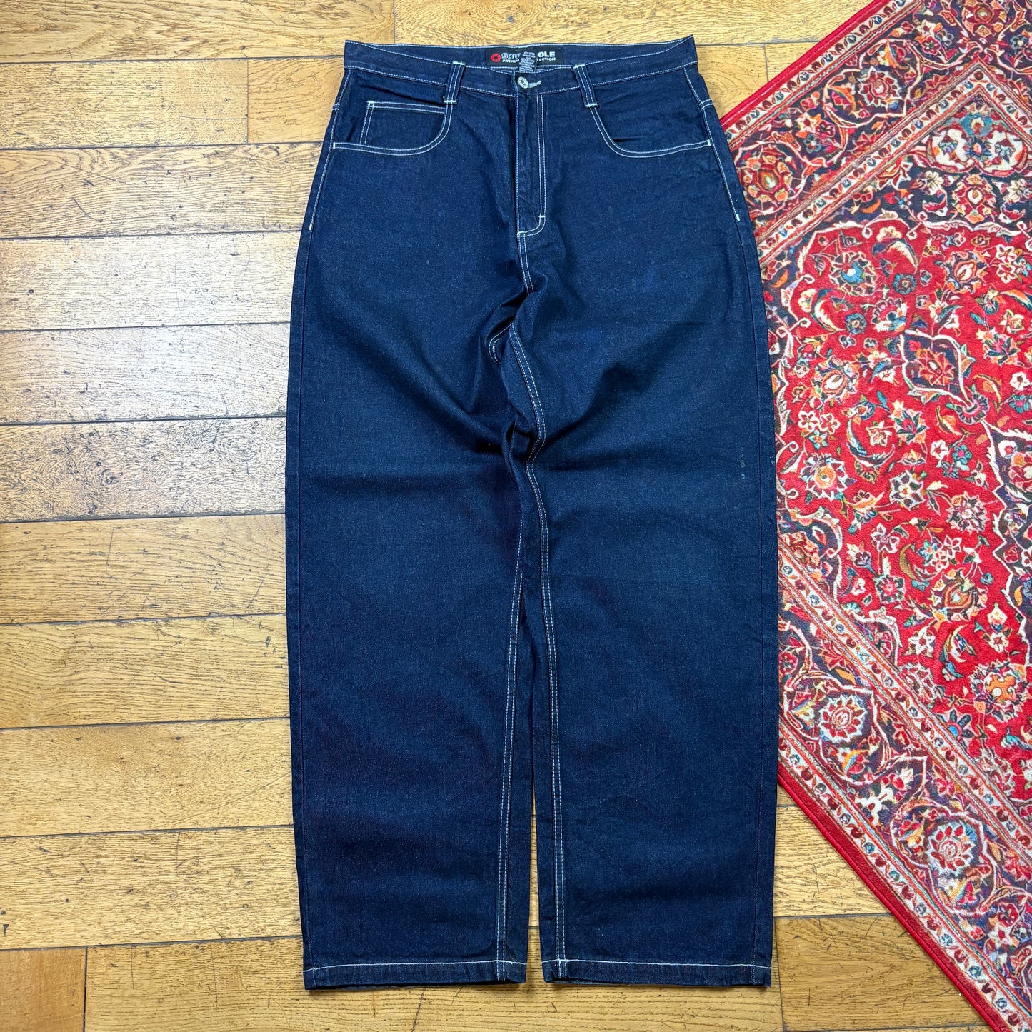 Vintage Southpole Blue Embroidered Y2K Hip Hop Baggy Jeans - 36