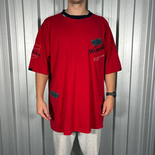 96 North Red Baggy Hip Hop Y2K Embroidered T-Shirt - 2XL