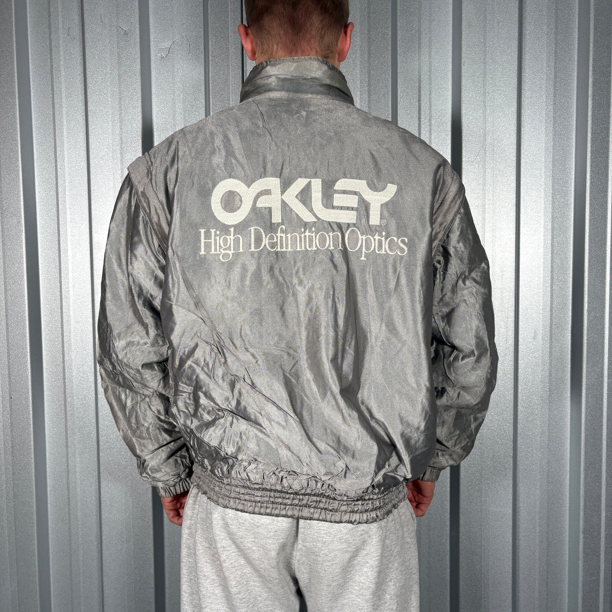 Oakley Software Black Silver Reversible Bomber Jacket - L
