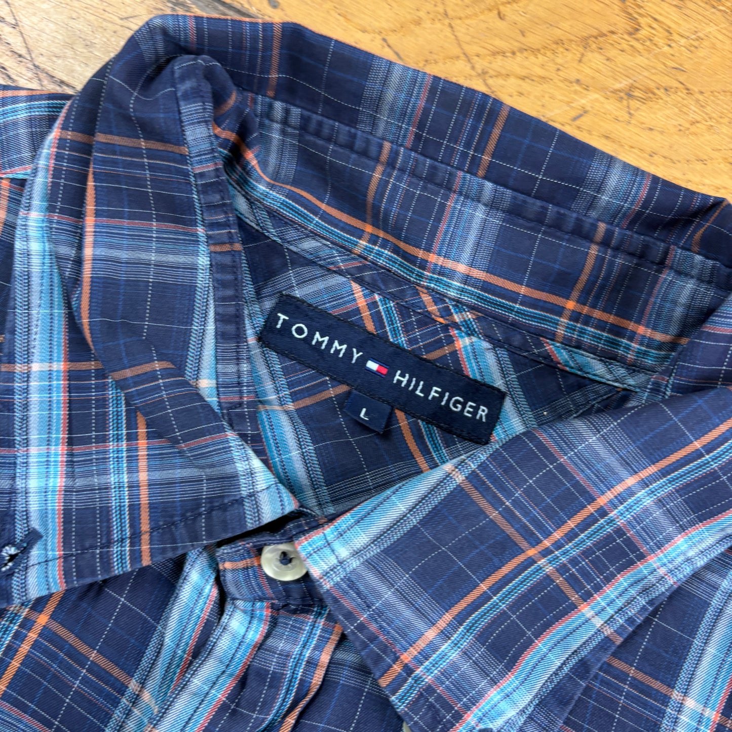 Vintage Tommy Hilfiger Blue Check Embroidered Shirt - L