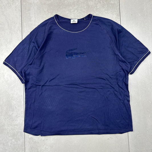 Vintage Lacoste Embroidered Navy Blue T-Shirt - XL