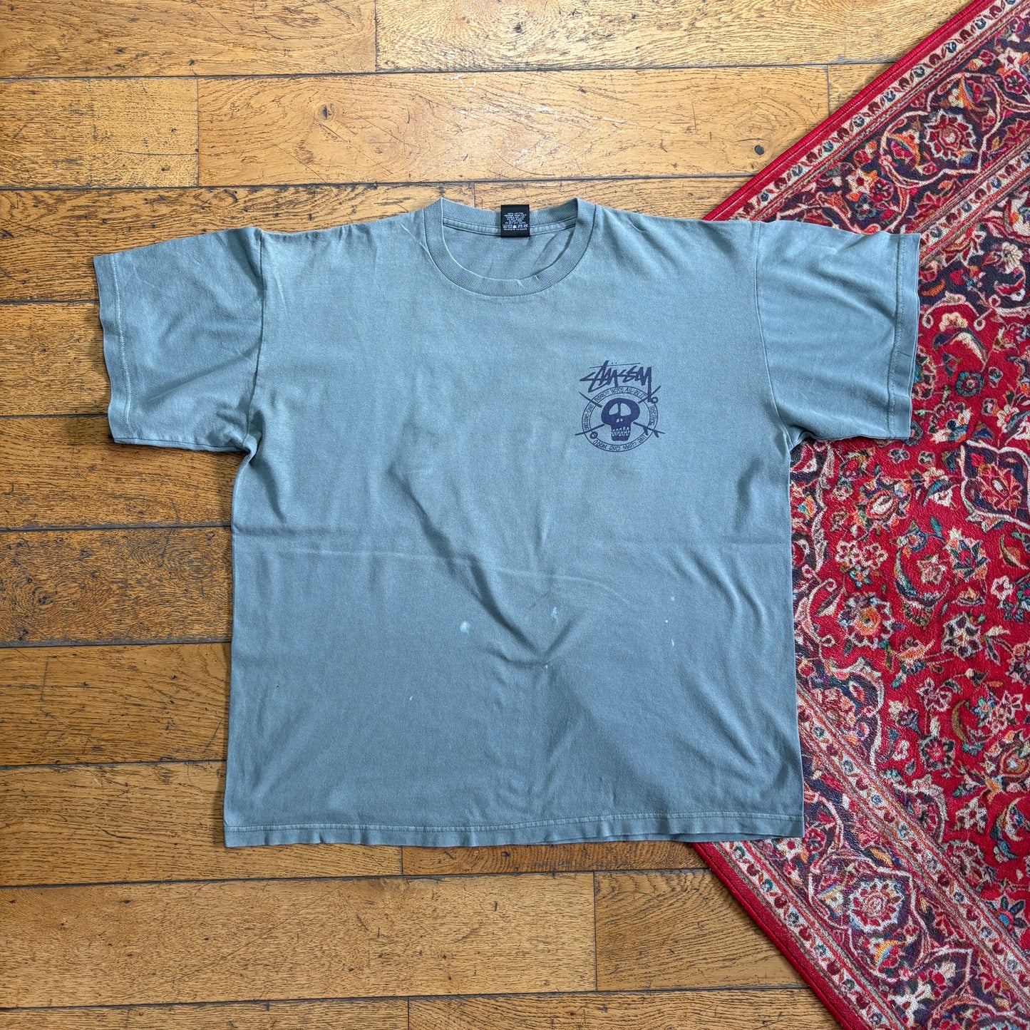 Vintage Stussy Green Graphic T-Shirt - XL