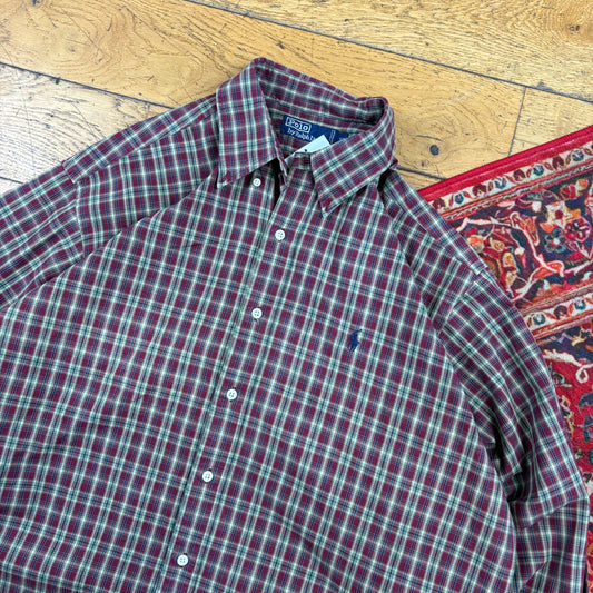 Vintage Ralph Lauren Burgundy Embroidered Shirt - XL