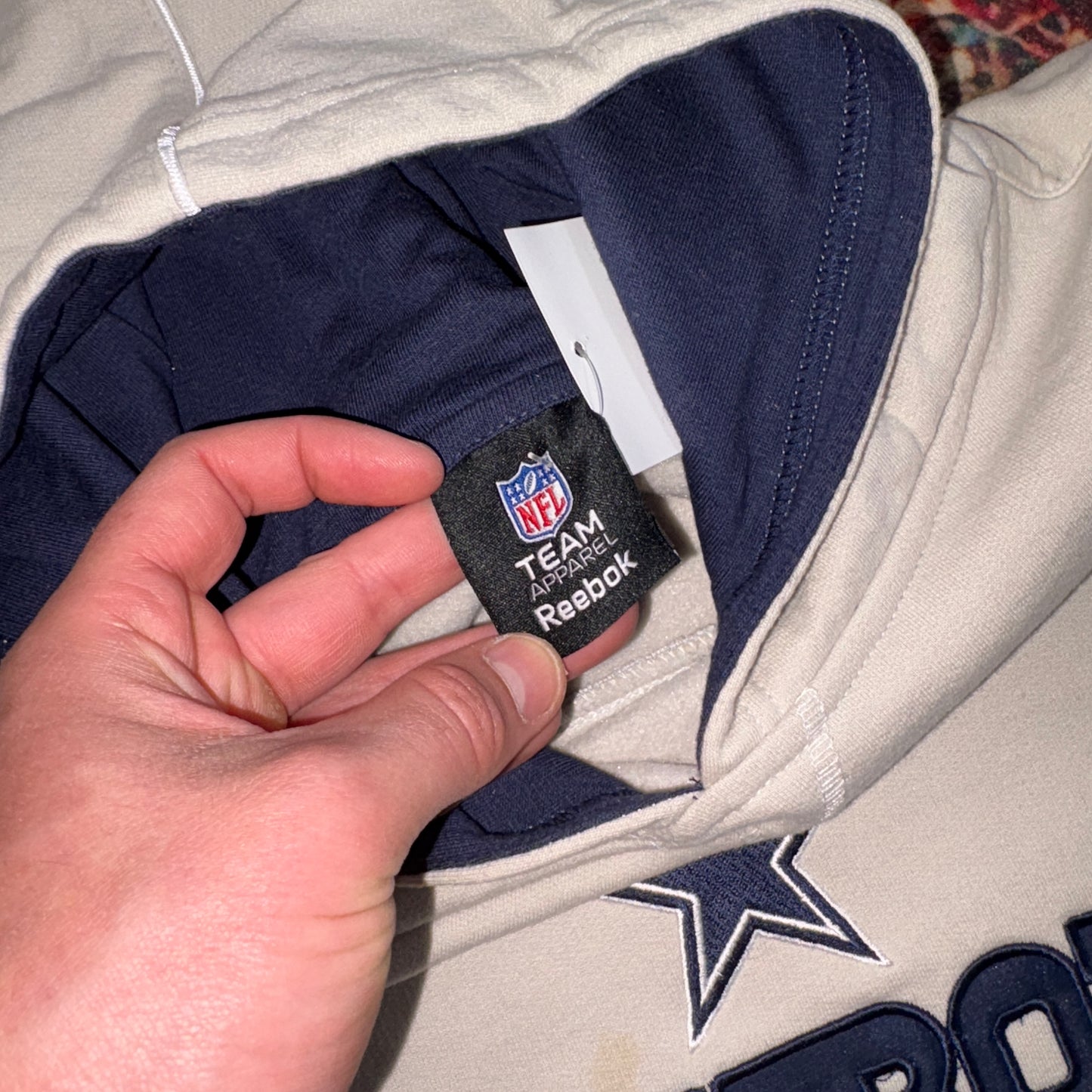 Vintage NFL Dallas Cowboys Grey Navy Hoodie Embroidered Sweatshirt - XS