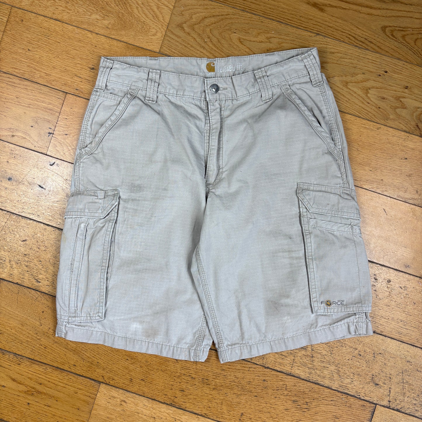 Vintage Carhartt Cream Workwear Baggy Carpenter Shorts - 33