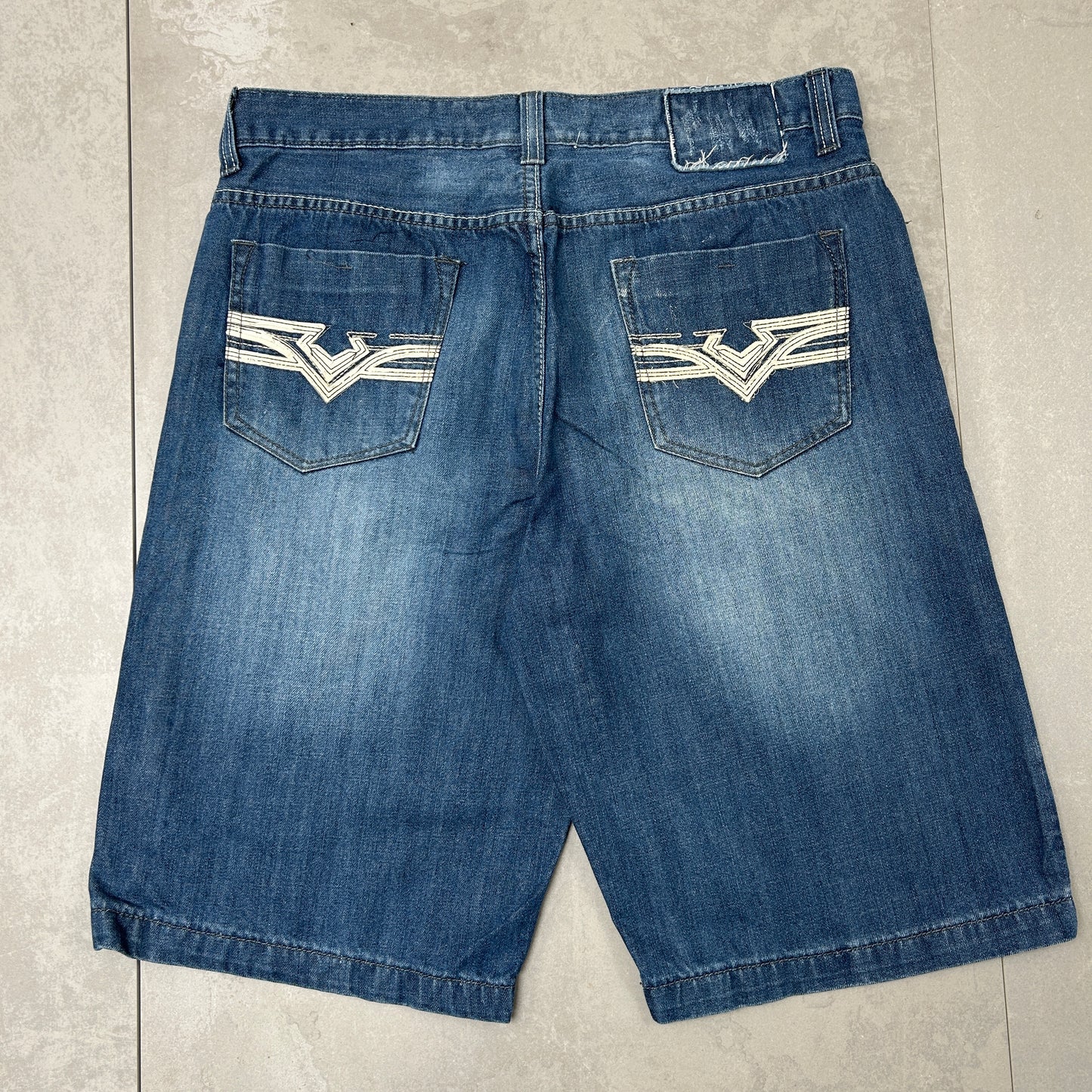 Vintage Helix Embroidered Hip Hop Blue Baggy Shorts Jorts - 36