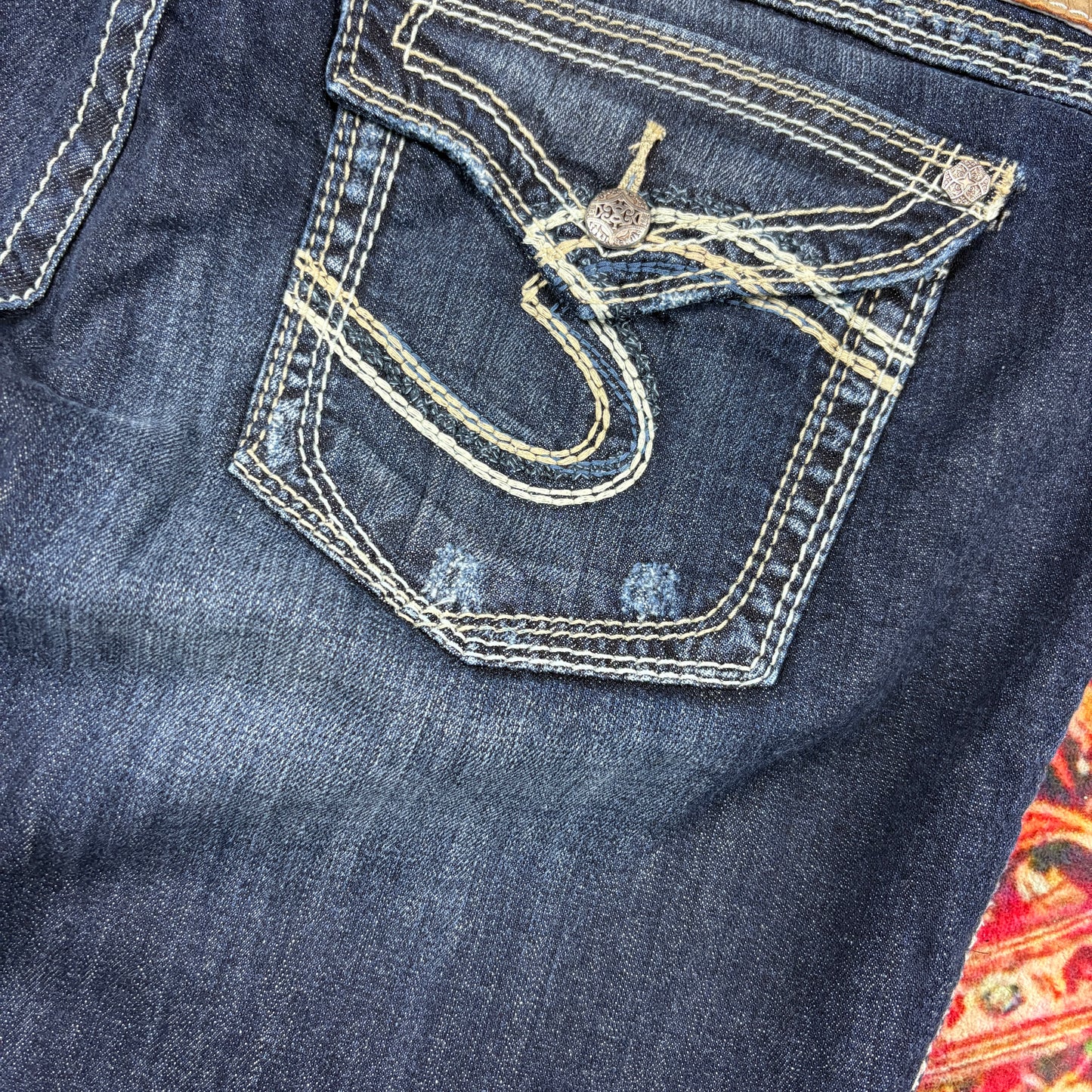 Vintage Womens Y2K Bootcut Flared Embroidered Hip Hop Baggy Jeans - Size 20