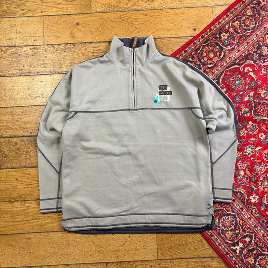 Vintage Fat Face Grey Brown Embroidered Surfwear Sweatshirt - L