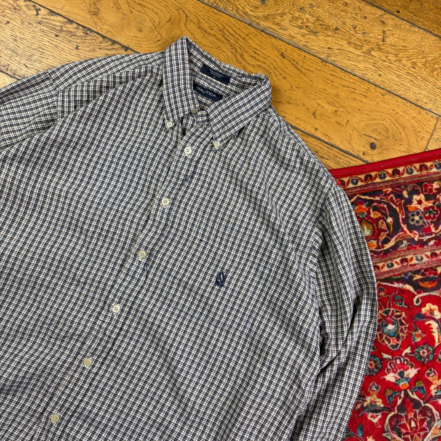 Vintage Nautica Grey Check Embroidered Shirt - XL