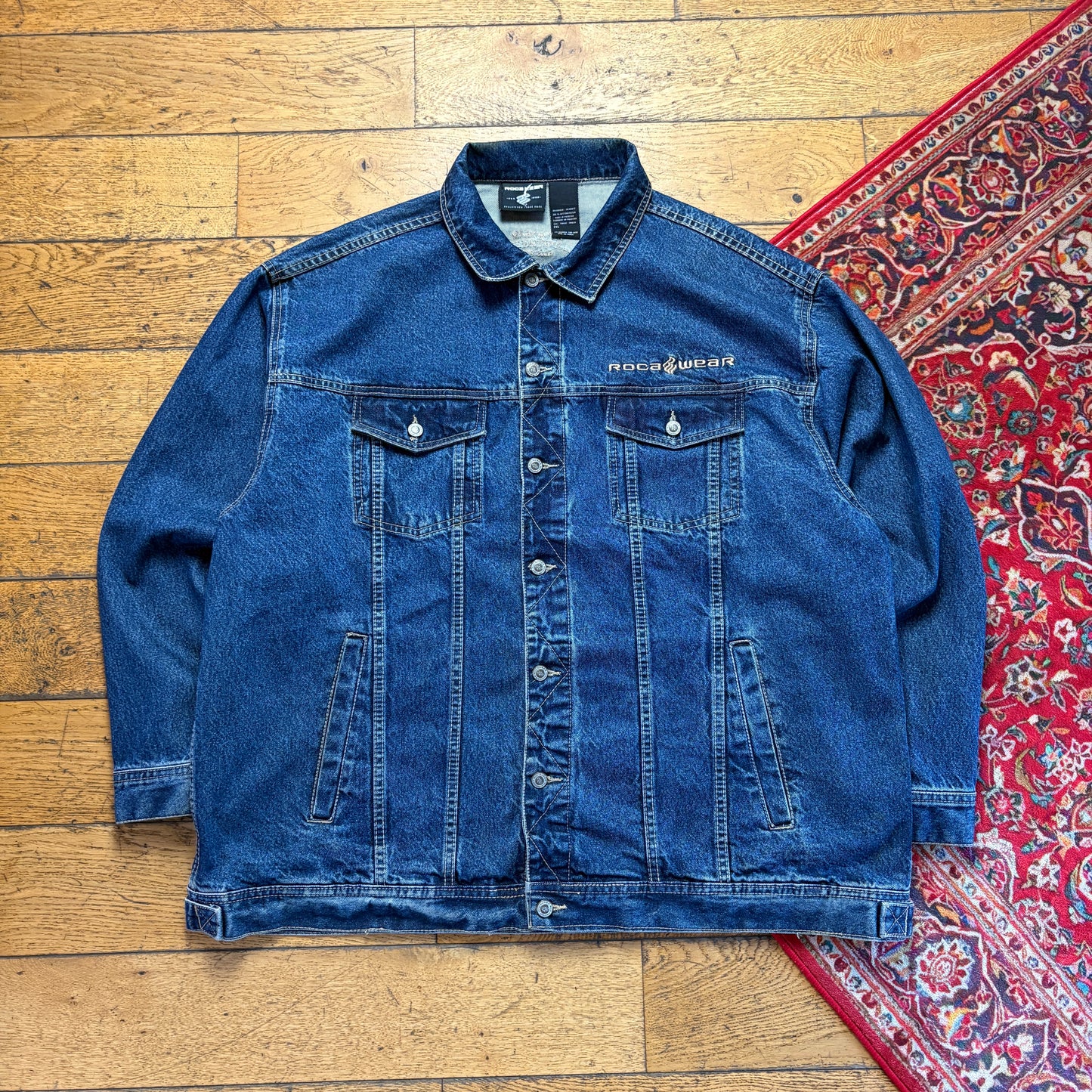 Vintage Rocawear Embroidered Blue Hip Hop Denim Jacket - 2XL