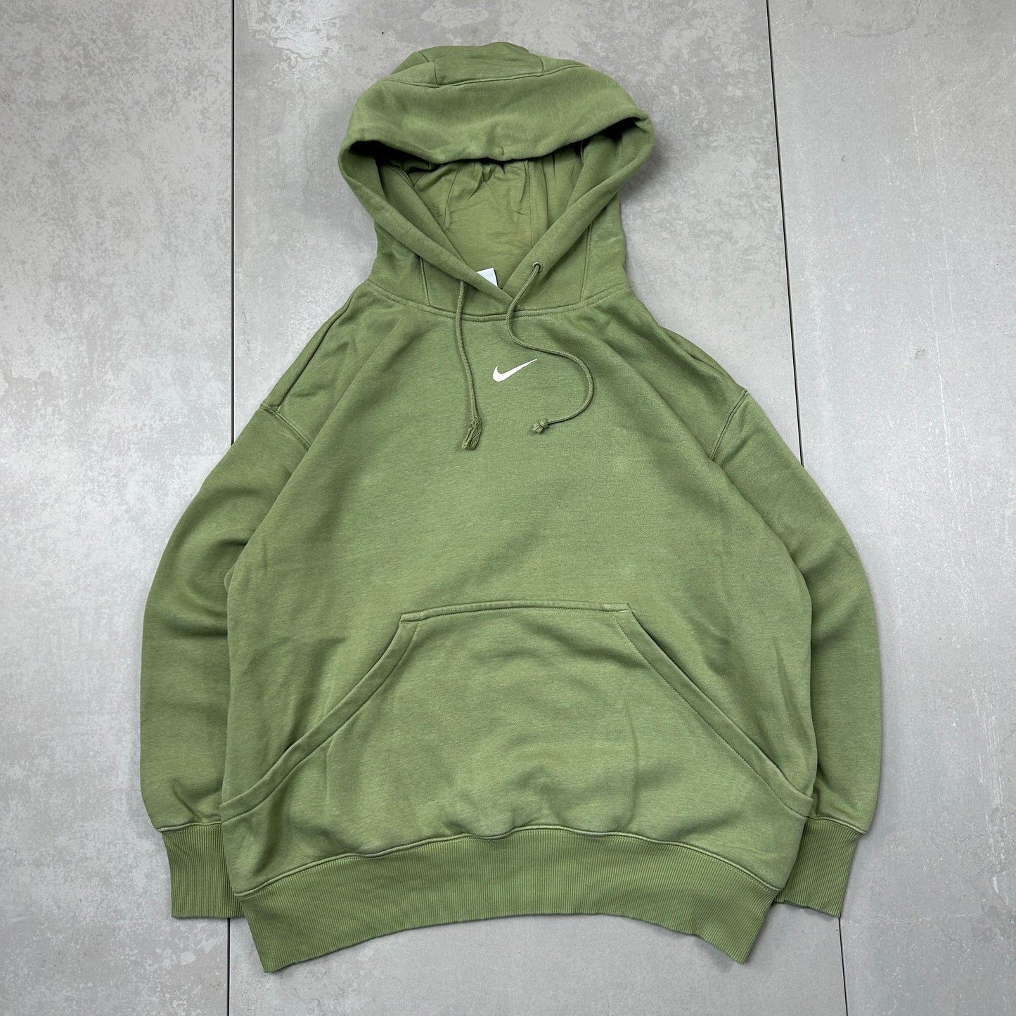 Vintage Nike Centre Swoosh Green Embroidered Hoodie Sweatshirt - L
