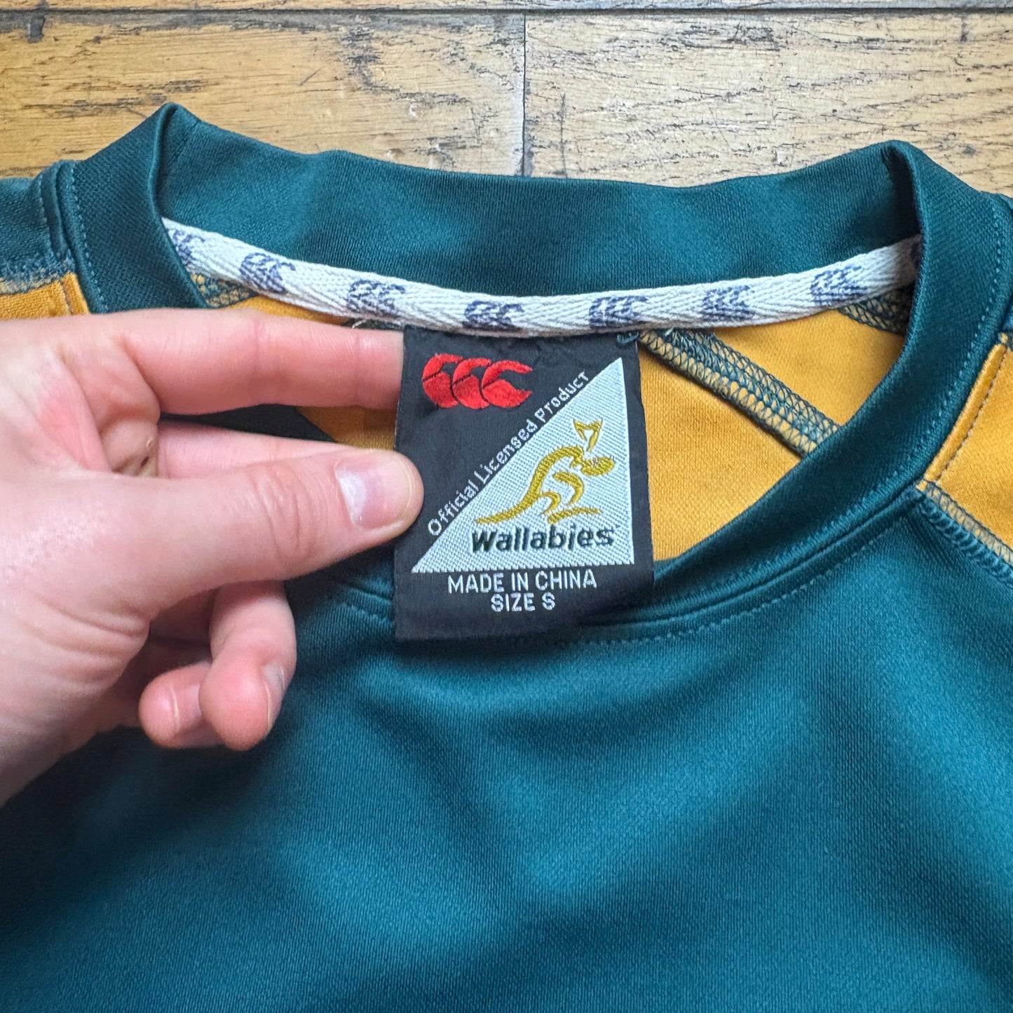 Vintage Canterbury Australia Wallabies Green Rugby Training T-Shirt - S