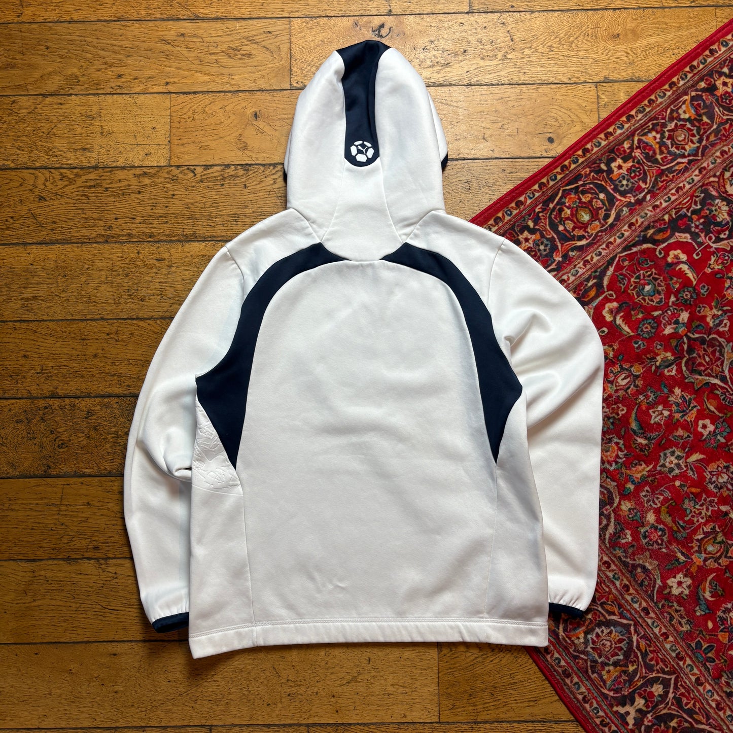 Vintage Puma White Embroidered Hoodie Sweatshirt - S