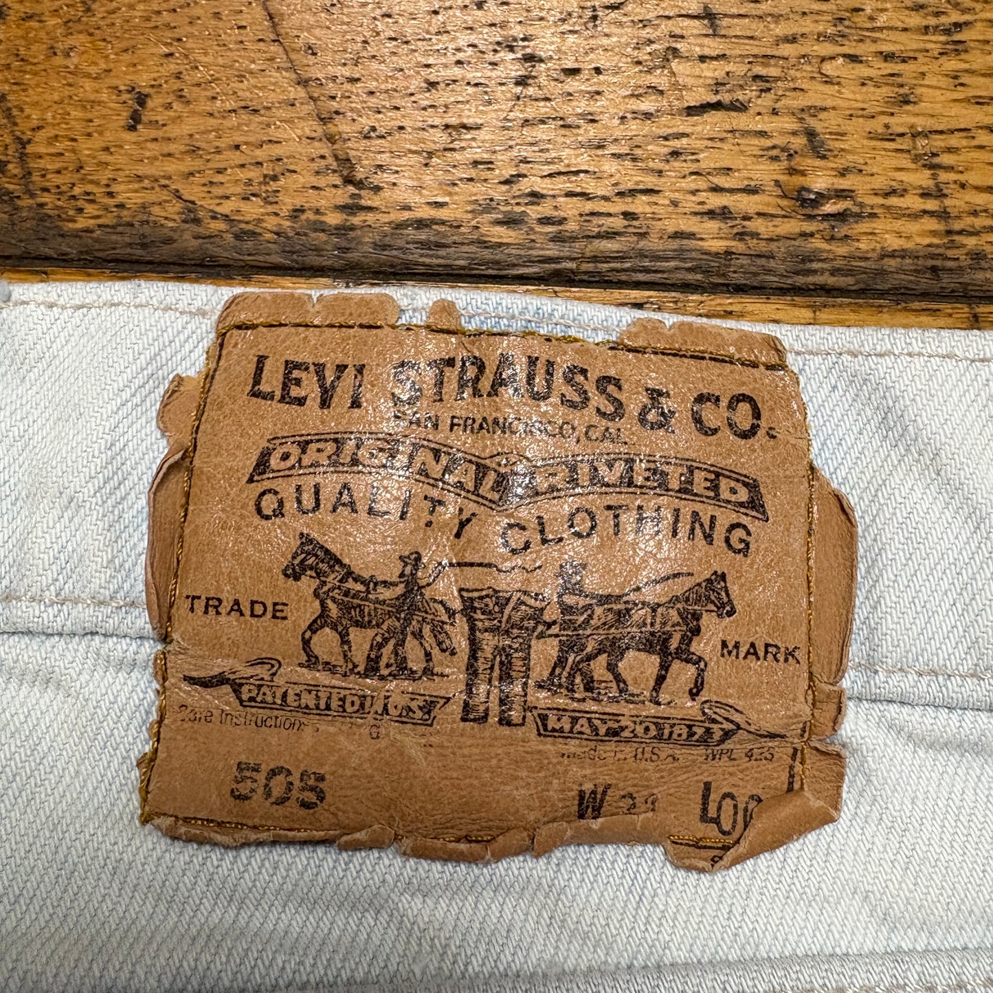 Vintage Levis 505 Orange Tab Blue White Straight Denim Shorts - 30