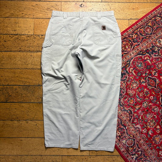 Vintage Carhartt Workwear Carpenter Cream Baggy Trousers - 38R