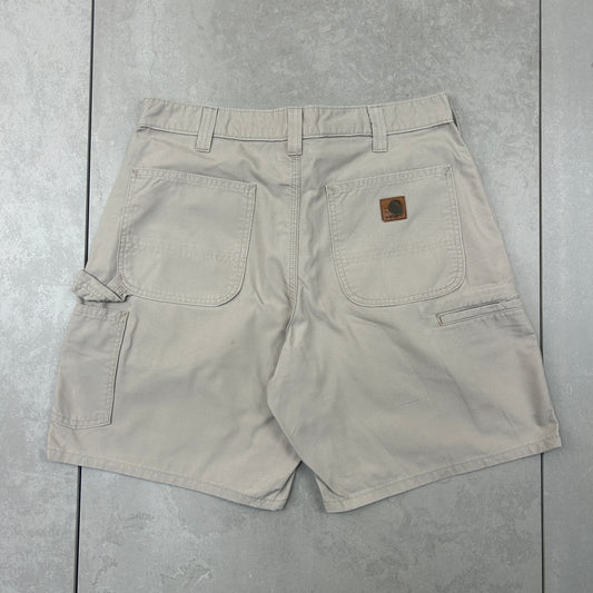 Vintage Carhartt Workwear Baggy Cream Carpenter Shorts - 33