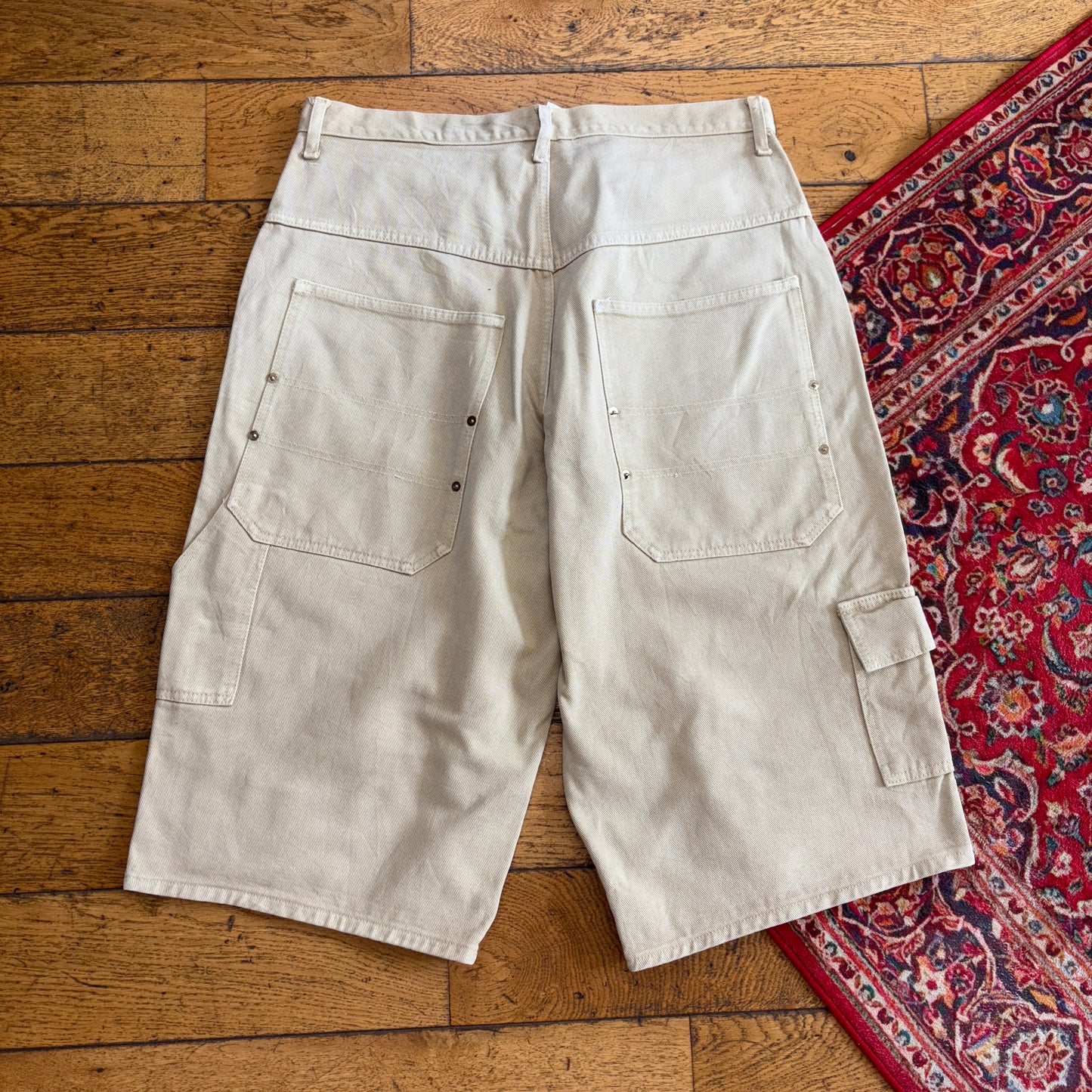 Vintage Carpenter Y2K Cream Hip Hop Baggy Shorts Jorts - 38