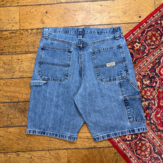 Vintage Wrangler Blue Carpenter Y2K Hip Hop Baggy Shorts Jorts - 32
